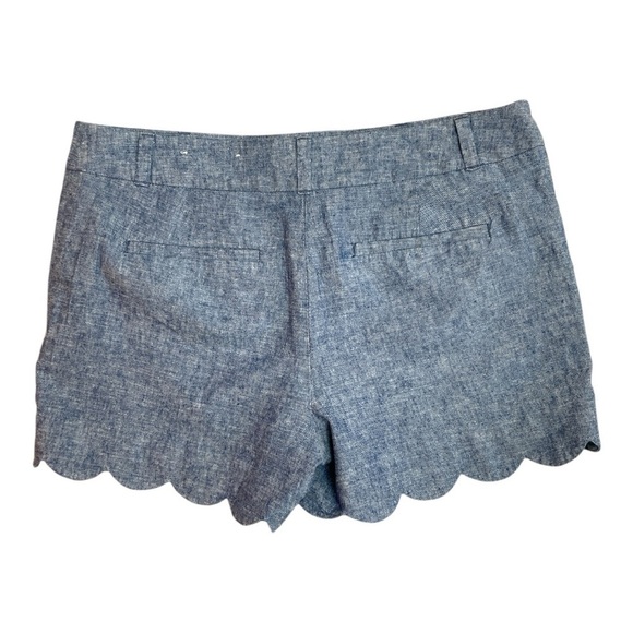 LOFT Blue‎ Chambray Scallop Linen Blend Shorts - Picture 2 of 8